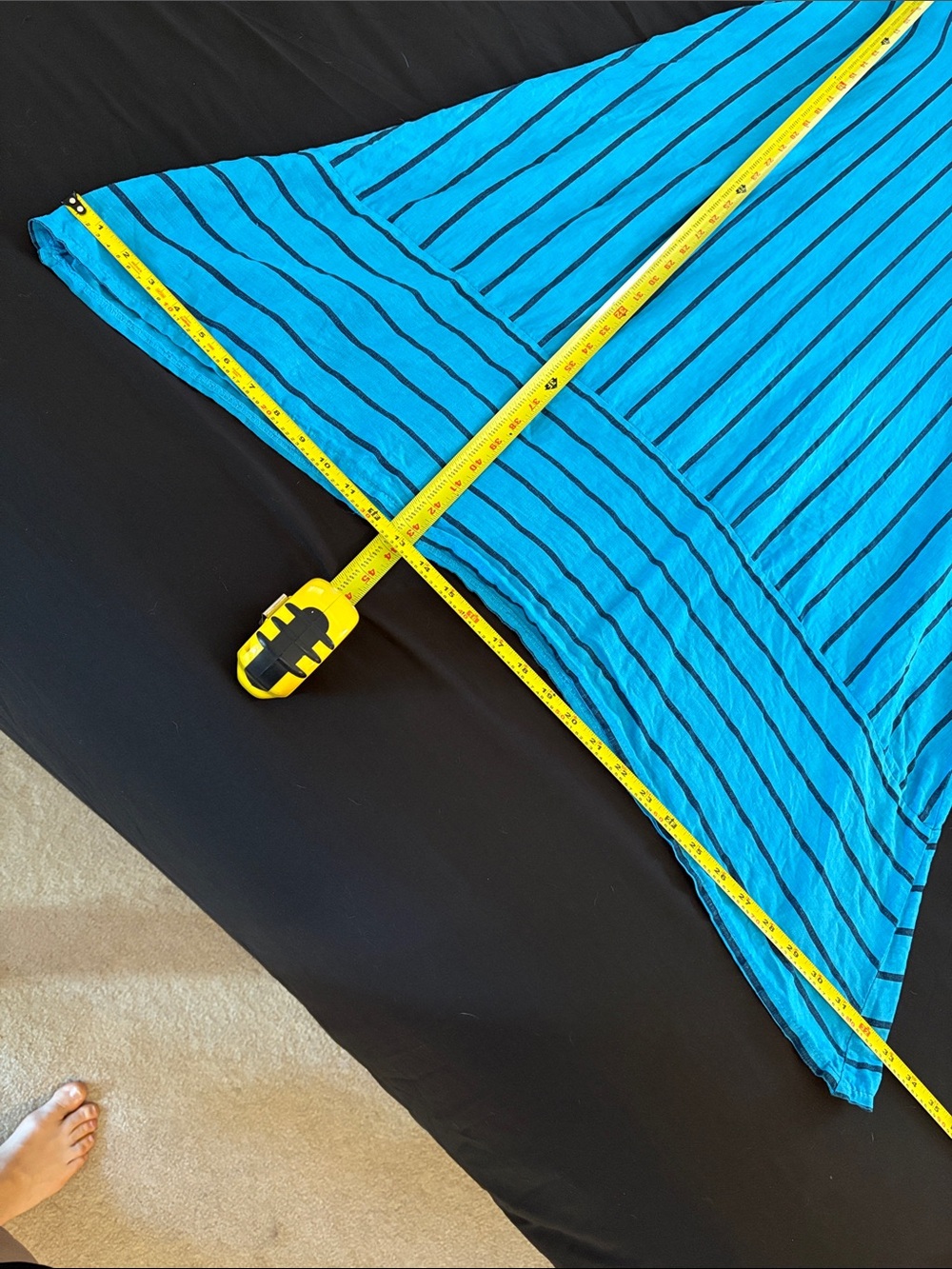 Terzo Millennio Turquoise Striped 100% Linen Midi Dress-S - Picture 7 of 10